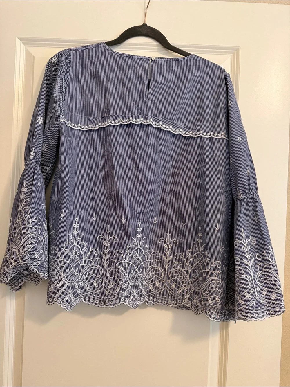 J. Crew Blue Embroidered Peasant Blouse